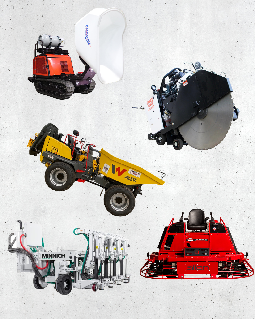 visual card showing specialized concrete construction equipment
