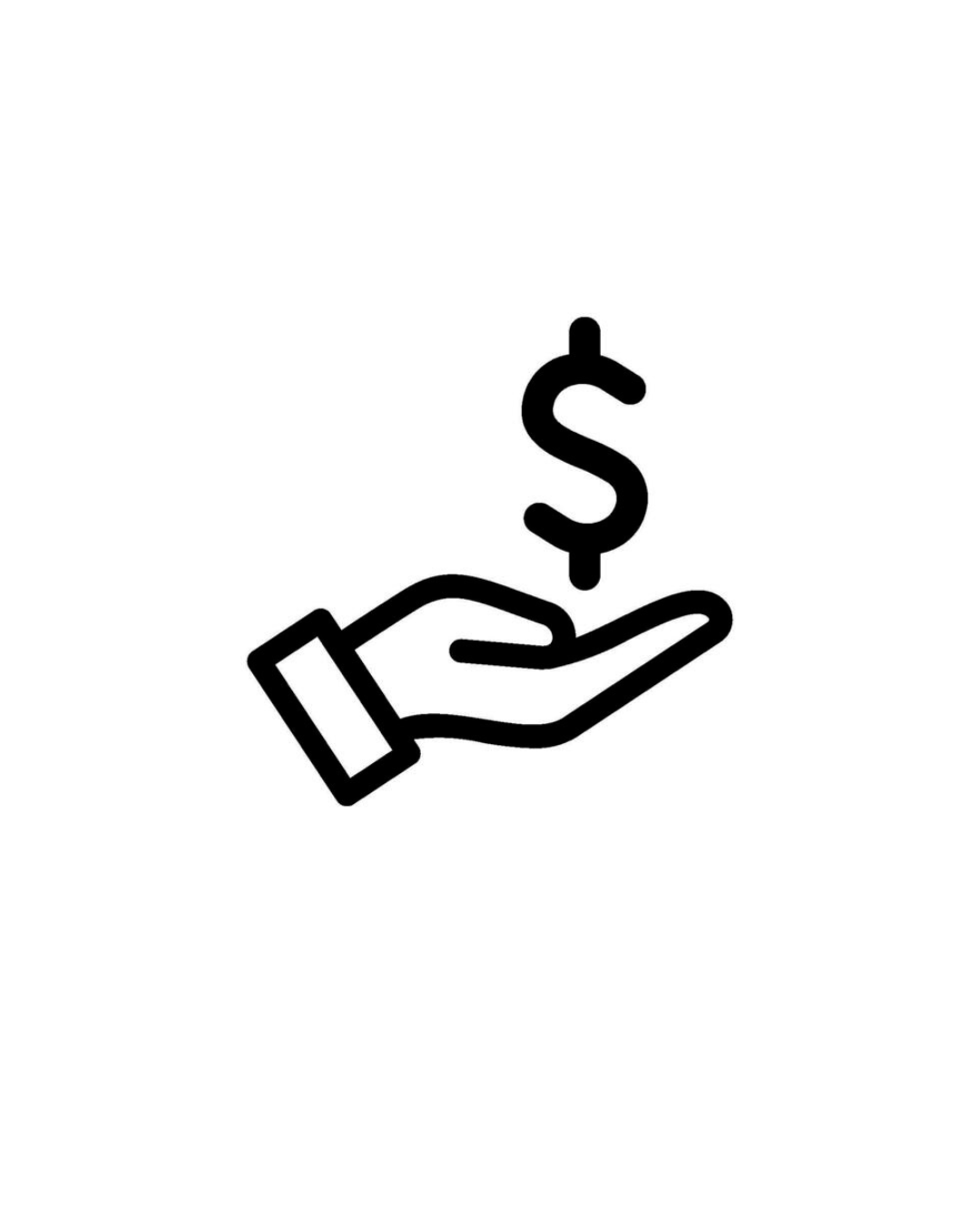 hand holding up a dollar bill sign